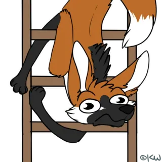 🪜 04d68c84 fuchs, tier, comic, leiter, lustig, auf dem kopf telegram sticker