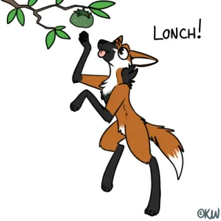 🍏 650bf058 LONCH! Mähnenwolf, Fellwesen, Tier, Cartoon, Mittagessen telegram sticker