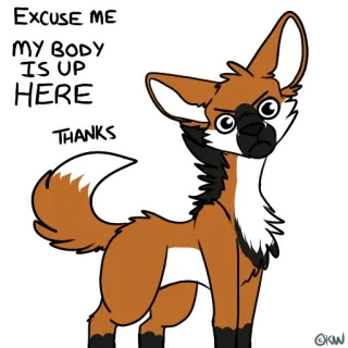 😒 dbe357dc EXCUSE ME
MY BODY IS UP HERE
THANKS tier, fuchs, cartoon, witzig, sarkastisch, aussage telegram sticker