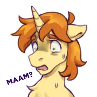 😰 4dfc0dc9 MAAM? unicorn, khawatir, bingung, kartun, hewan, berbulu telegram sticker