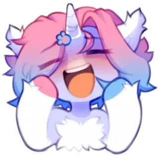 😄 ffecf6a8 unicorn, imut, berbulu, kartun, merah muda, biru, bunga, bahagia telegram sticker