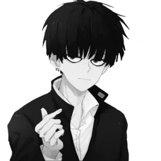 🪁 078ebd22 Anime, Anak laki-laki, Hitam putih, Karakter, Jantung jari Korea telegram sticker