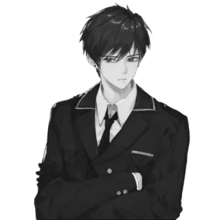 🪁 d8166a5b Anime, Manga, Cowok, Pria, rambut hitam, dasi, jaket telegram sticker