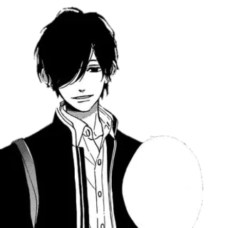 🪁 ee6b76b6 Anime, Manga, tersenyum, rambut hitam, karakter, seni telegram sticker