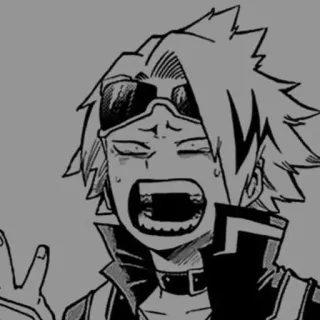 🩹 302039f8 Denki Kaminari My Hero Academia anime, manga, Denki Kaminari, My Hero Academia, peace sign, character telegram sticker