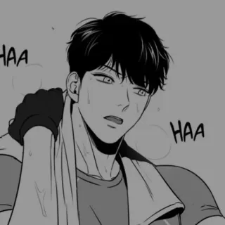 🩹 3fcfebfc HAA HAA anime, manga, man, sweat, black and white, exercise telegram sticker