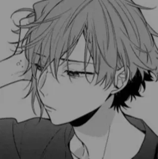 🕊 406529f0 Anime, Manga, Junge, Porträt, Skizze, Zeichnung, Illustration, Monochrom telegram sticker