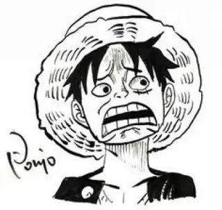 😕 0c9e131d Luffy One Piece Ponjo อนิเมะ, วันพีซ, ลูฟี่, การ์ตูน, มังงะ, ตลก, ตัวละคร, ภาพวาด telegram sticker