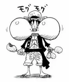 🙂 a79de4c5 Monkey D. Luffy One Piece モグモグ วันพีช, ลูฟี่, อนิเมะ, มังงะ, อาหาร, กิน, การ์ตูน telegram sticker