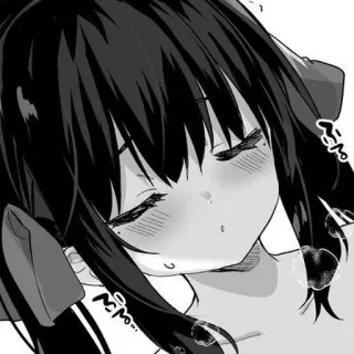 😑 68b593b6 Anime, Manga, Fille, Dessin animé, Noir et blanc, Dormir, Kawaii telegram sticker