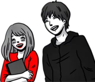 😂 664bce39 cartoon, couple, smiling, happy, anime, portrait telegram sticker