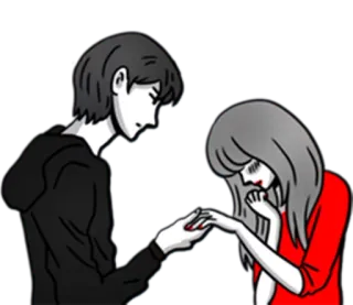 😞 952d0a7e love, romance, couple, cartoon, relationship, anime, sweet telegram sticker