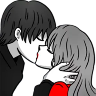 😘 ca01934c kiss, romance, love, couple, cartoon telegram sticker