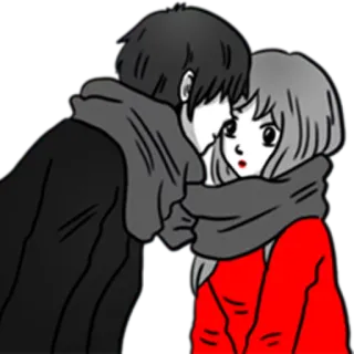 💏 cd76ac7a cartoon, couple, scarf, anime telegram sticker
