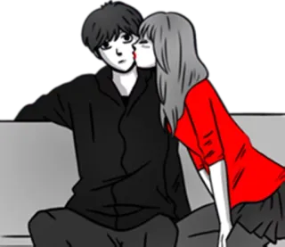 😘 e3385fde kiss, couple, love, romance, cartoon telegram sticker