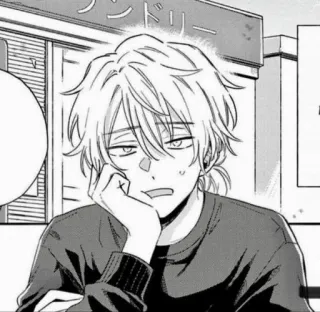 🔗 1650d109 Anime, Manga, Charakter, Mann, gelangweilt telegram sticker