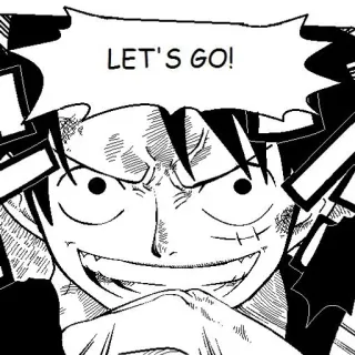 ➖ 6313c60a Luffy One Piece LET'S GO! Anime, Manga, One Piece, Luffy, C'est parti, Aventure, Pirate, Excité telegram sticker