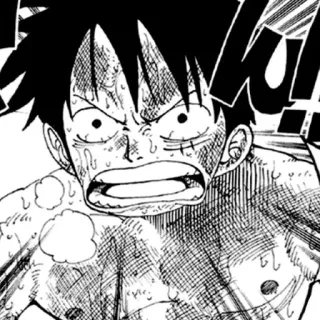 ➖ 7252cf9f Luffy One Piece Anime, Manga, One Piece, Luffy, Personnage, Combat, Sueur telegram sticker