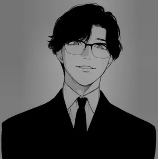 🖤 bbeb11af мужчина, очки, костюм, галстук, аниме, манга telegram sticker