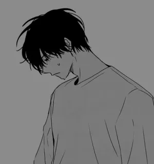 🖤 fcff2fa0 Аниме, Грустный, Парень, Монохром, Манга, Иллюстрация, Одинокий, Депрессия telegram sticker