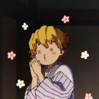 🧊 dfd4ad91 Zenitsu Agatsuma Demon Slayer 애니메이션, 귀멸의 칼날, 젠이츠, 귀여운, 꽃, 캐릭터 telegram sticker