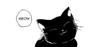 💛 3c24f148 MEOW cat, black cat, cute, animal, meow, manga whatsapp sticker
