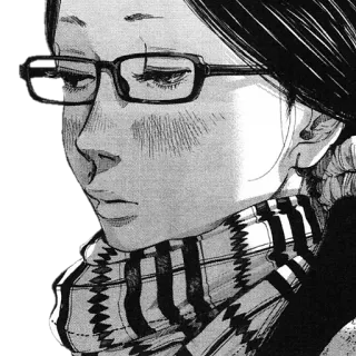 🙃 13bdbb3a kobieta, okulary, szalik, portret, manga, anime, sztuka telegram sticker