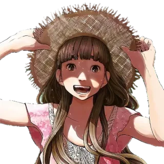 😁 978377cc dziewczyna, kapelusz, uśmiech, anime telegram sticker