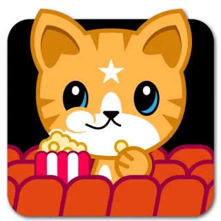 🍟 0942a062 고양이, 팝콘, 귀여운, 만화, 영화, 동물 telegram sticker