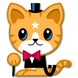 🎩 57c1c89e 고양이, 만화, 동물, 귀여운, 나비넥타이, 새끼 고양이 telegram sticker