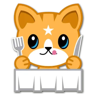 🍴 607ccd1a 고양이, 포크, 칼, 테이블, 음식 telegram sticker
