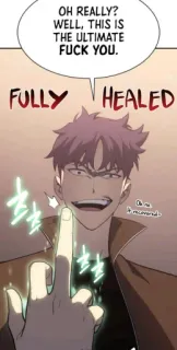 🖕 88addac8 OH REALLY? WELL, THIS IS THE ULTIMATE FUCK YOU. FULLY HEALED dedo corazón, ofensivo, totalmente curado, anime, manga telegram sticker