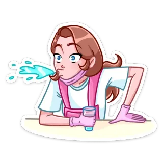 🤨 70df2910 清洁, 水, 女人, 插画, 卡通, 女仆, 家政 telegram sticker