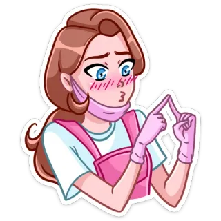☺ 9eb4d9a8 女人, 卡通, 女孩, 医疗, 口罩, 动漫 telegram sticker
