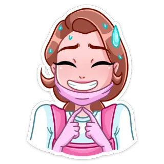 😥 c194ff11 女人, 清洁, 粉色, 出汗, 兴奋, 卡通 telegram sticker