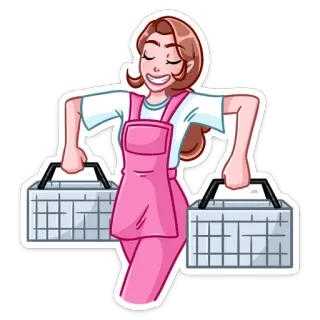 🛍 ee581ec1 女人, 购物, 篮子, 围裙, 卡通, 杂货 telegram sticker