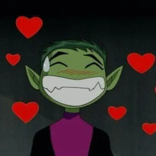 🐍 2ffb85e8 Beast Boy Teen Titans cartoon, love, heart, character, animation, cute whatsapp sticker