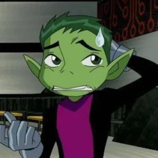 🐍 7eea7cc1 Beast Boy Teen Titans cartoon, animated, green, superhero, worried whatsapp sticker