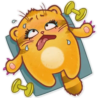 😅 c000725a cat, exhausted, exercise, workout, tired, sweaty whatsapp sticker