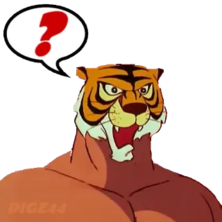 ⁉ 26096746 tigre, question, dessin animé, animal, mammifère telegram sticker