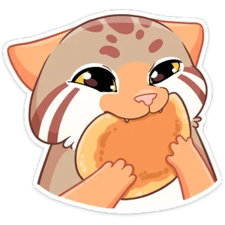 🥞 1b5d0441 chat, dessin animé, animal, mignon, autocollant, crêpe, nourriture telegram sticker
