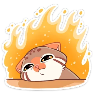 👌 1ef67925 chat, feu, animal, mignon, autocollant, dessin animé, illustration telegram sticker