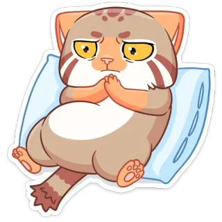 😈 8aeecb1e chat, félin, animal, dessin animé, autocollant, mignon, endormi, oreiller telegram sticker