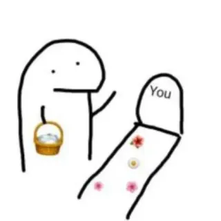 😐 80c66433 You florkofcows, bucket, flowers, cartoon, stick figure whatsapp sticker