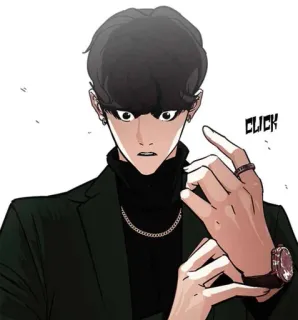 🥵 cc4f4249 CLICK 남자, 애니메이션, 스타일, 정장, 목걸이 telegram sticker