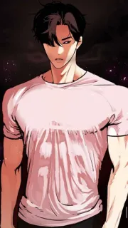 🔥 fd3e6bcd 남자, 티셔츠, 남성, 애니메이션, 진지한, 근육 telegram sticker