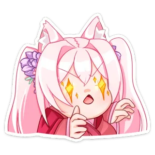 😔 1204a688 Аниме, Каваи, Мультфильм, Наклейка, Персонаж, Розовые волосы telegram sticker