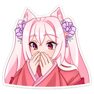 😔 ee5a5218 аниме, девушка лиса, милый, стикер telegram sticker