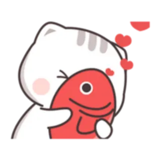💕 38dd41cd kucing, ikan, peluk, cinta, imut, stiker telegram sticker