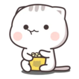 📺 85db01e8 kucing, popcorn, imut, binatang, kartun, stiker telegram sticker